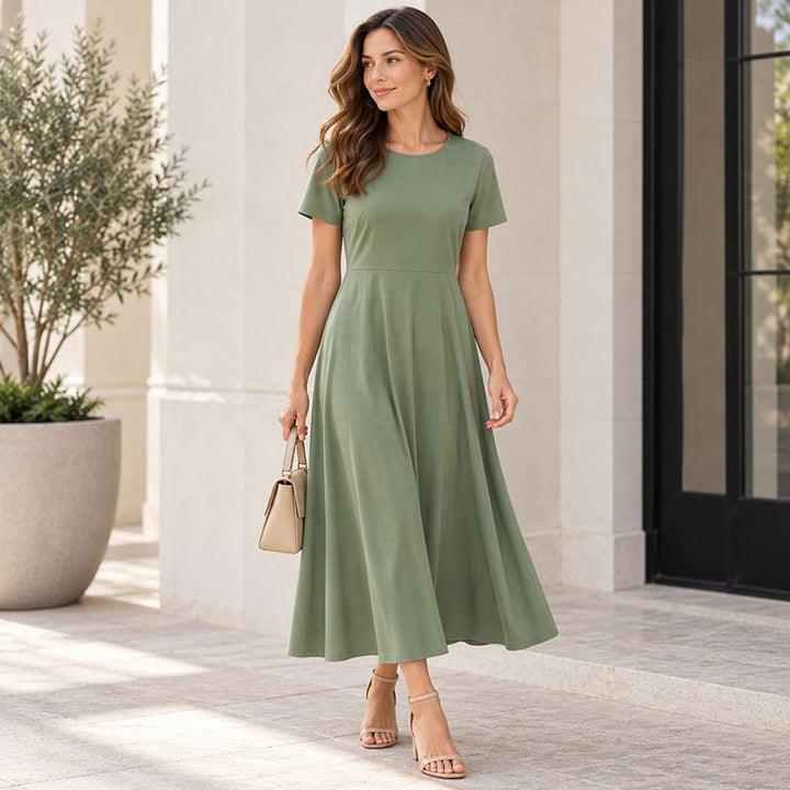 Lena Kurzarm-Midikleid